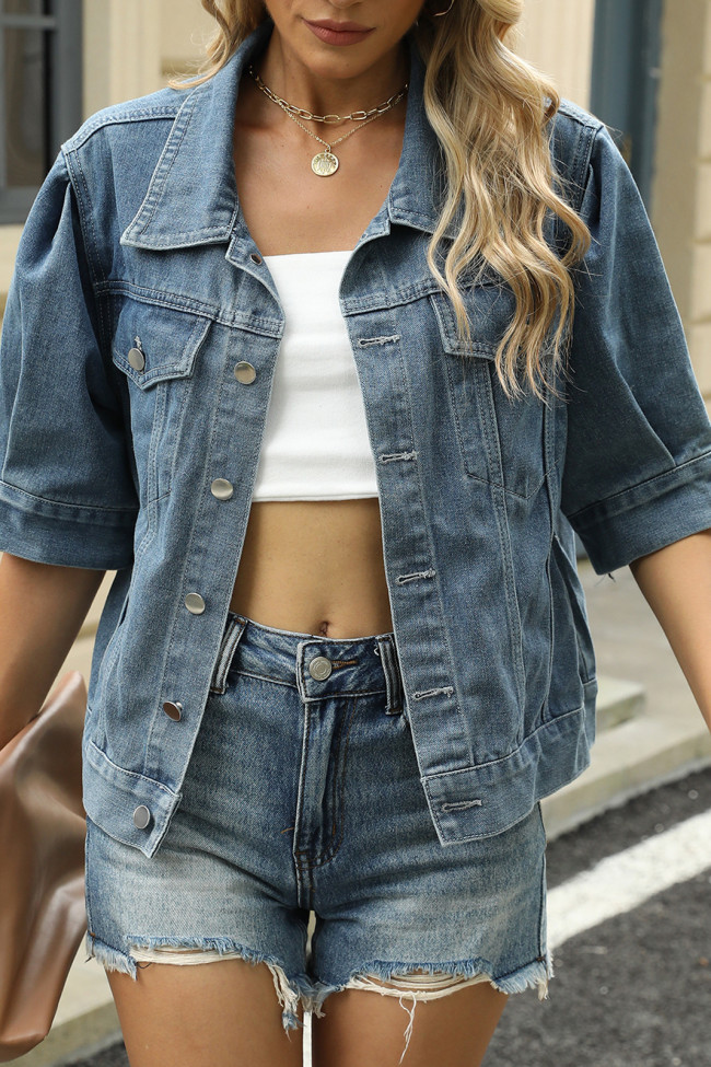 Loose Slimming Short Sleeved Denim Jacket