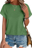 Round Neck Loose Short Sleeved Solid Color T-Shirt
