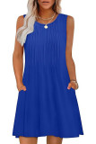 Round Neck Printed Pocket Sleeveless Vest Dress
