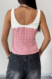 Plaid Print Lace Up Hollow Camisole Sleeveless Vest