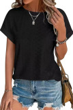Round Neck Loose Short Sleeved Solid Color T-Shirt