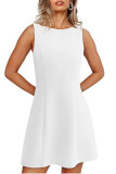 Solid Color Sleeveless Round Neck Dress