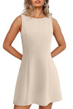 Solid Color Sleeveless Round Neck Dress