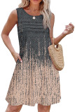 Printed Sleeveless Loose Pocket Dress