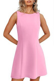 Solid Color Sleeveless Round Neck Dress