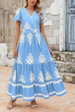 Bohemian Flared Sleeve V-Neck Printed Dress