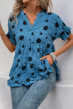Bat Short Sleeve V-Neck Polka Dot Shirt