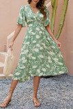 Bohemian Print V-Neck Short Sleeved Beach Dress