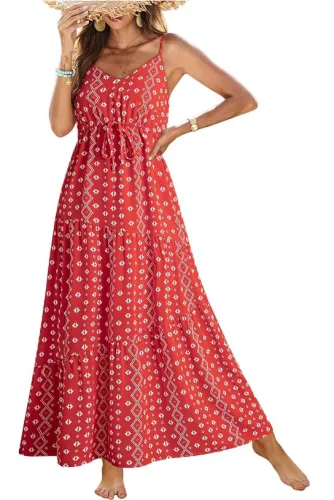 Bohemian Sleeveless Printed Beach Dress