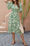 Bohemian Print V-Neck Short Sleeved Beach Dress
