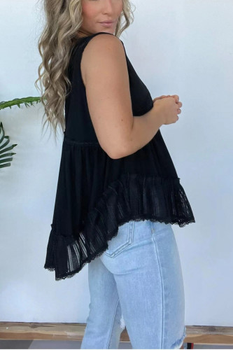 Summer Large Lace V-Neck Sleeveless Shirt