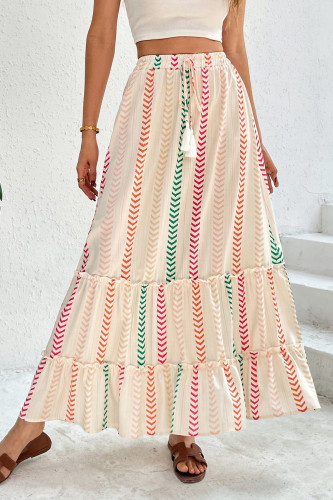 Printed Elastic Bohemian Contrasting Half Skirt