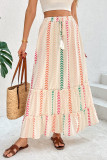 Printed Elastic Bohemian Contrasting Half Skirt