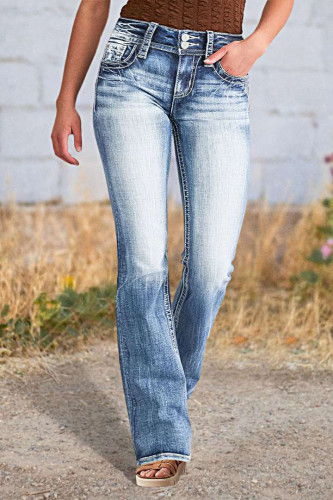 High Waisted Elastic Minimalist Slim Fit Jeans