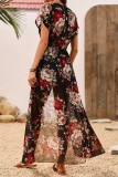 Printed High Slit Short Sleeved Long Shirt