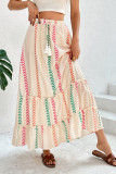Printed Elastic Bohemian Contrasting Half Skirt