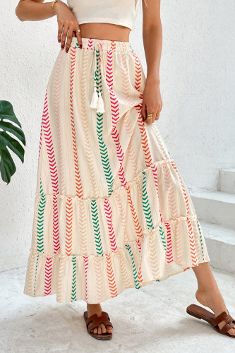 Printed Elastic Bohemian Contrasting Half Skirt