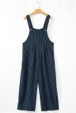 Grid Printed Shoulder Strap High Waisted Jumpsuit