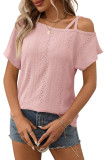 Solid Color Single Shoulder Short Sleeved T-Shirt