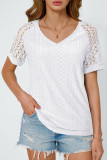 Casual Loose V-Neck Hollow Short Sleeved Shirt
