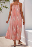 Summer Bow Striped Loose Sleeveless Dress