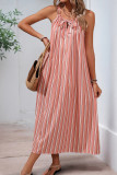 Summer Bow Striped Loose Sleeveless Dress
