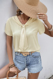 Minimalist Scarf Collar Light Apricot Shirt