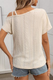 Solid Color Single Shoulder Short Sleeved T-Shirt
