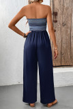 Summer Leisure Elastic Striped Jumpsuit Pants