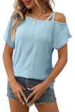 Solid Color Single Shoulder Short Sleeved T-Shirt