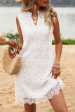 Vacation Style Lace Hollow Sleeveless Dress