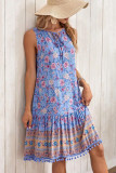 Flower Print V-Neck Sleeveless Dress