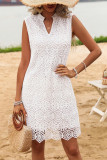 Vacation Style Lace Hollow Sleeveless Dress