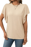 Round Neck Ruffle Sleeve Short Sleeved T-Shirt