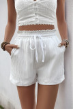 Solid Color Casual Elastic Shorts