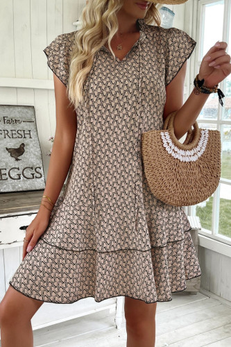 Large Size Bohemian Flying Short Sleeve Printed Dress