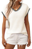 V-Neck Short Sleeve Knitted Sweater Vest