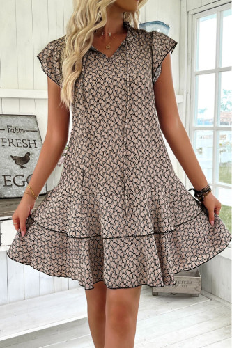 Large Size Bohemian Flying Short Sleeve Printed Dress
