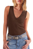 V-Neck Ribbed Knitted Sleeveless Vest