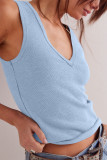 V-Neck Ribbed Knitted Sleeveless Vest