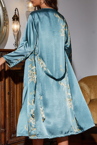 Large Size Long Sleeve Robe Nightgown Two-Piece Set