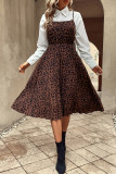 Leopard Pleated Camisole Sleeveless Dress