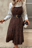 Leopard Pleated Camisole Sleeveless Dress