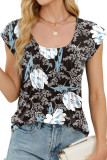 Printed Round Neck Loose Short Sleeved Shirt