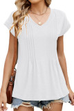Solid Color V-Neck Loose Short Sleeved T-Shirt
