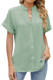 V-Neck Short Seeved Button Chiffon Shirt
