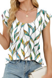 Printed Round Neck Loose Short Sleeved Shirt