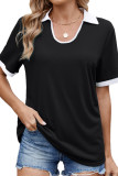 Lapel Contrasting Loose Short Sleeved T-Shirt