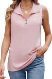 Lapel Zipper Sleeveless Loose Vest