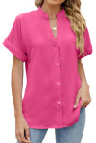 V-Neck Short Seeved Button Chiffon Shirt